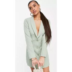 Saint Genies Pastel Pearl Blazer Dress Size 24 Green‎ Work Glam Classic Preppy